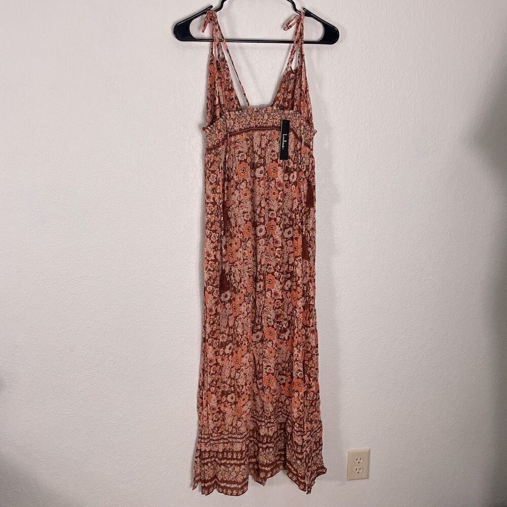NWT Lulu’s Field Day Rust Orange Floral Maxi Dress - Picture 2 of 8